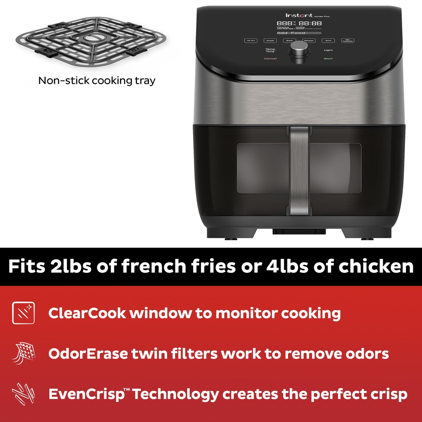Instant Pot Vortex Plus 6QT Air Fryer with Odor Erase Technology