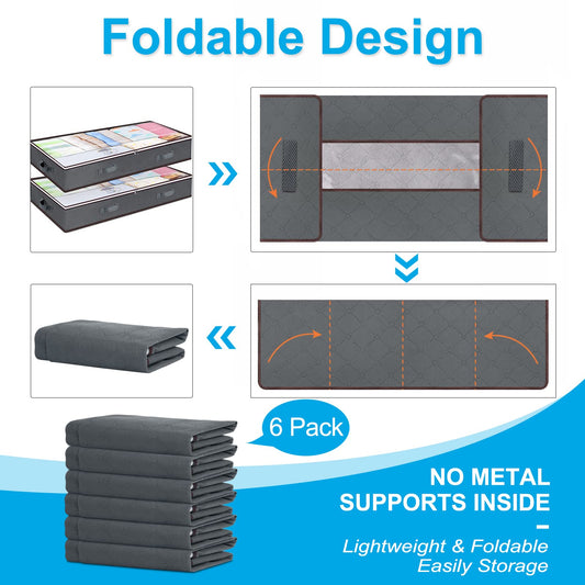 Under Bed See Through Storage Containers, 6 Pack