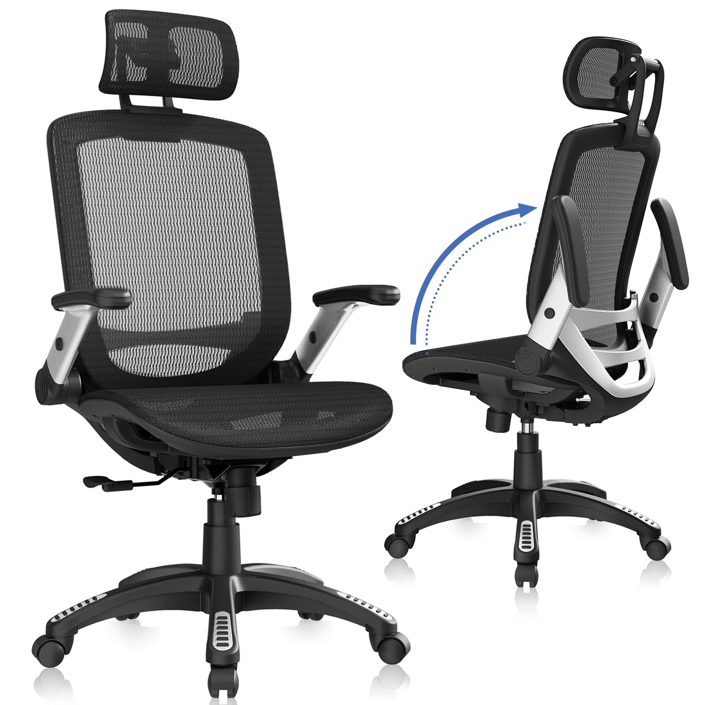 GABRYLLY Ergonomic Mesh Office Chair (High Back, Flip-Up Arms)