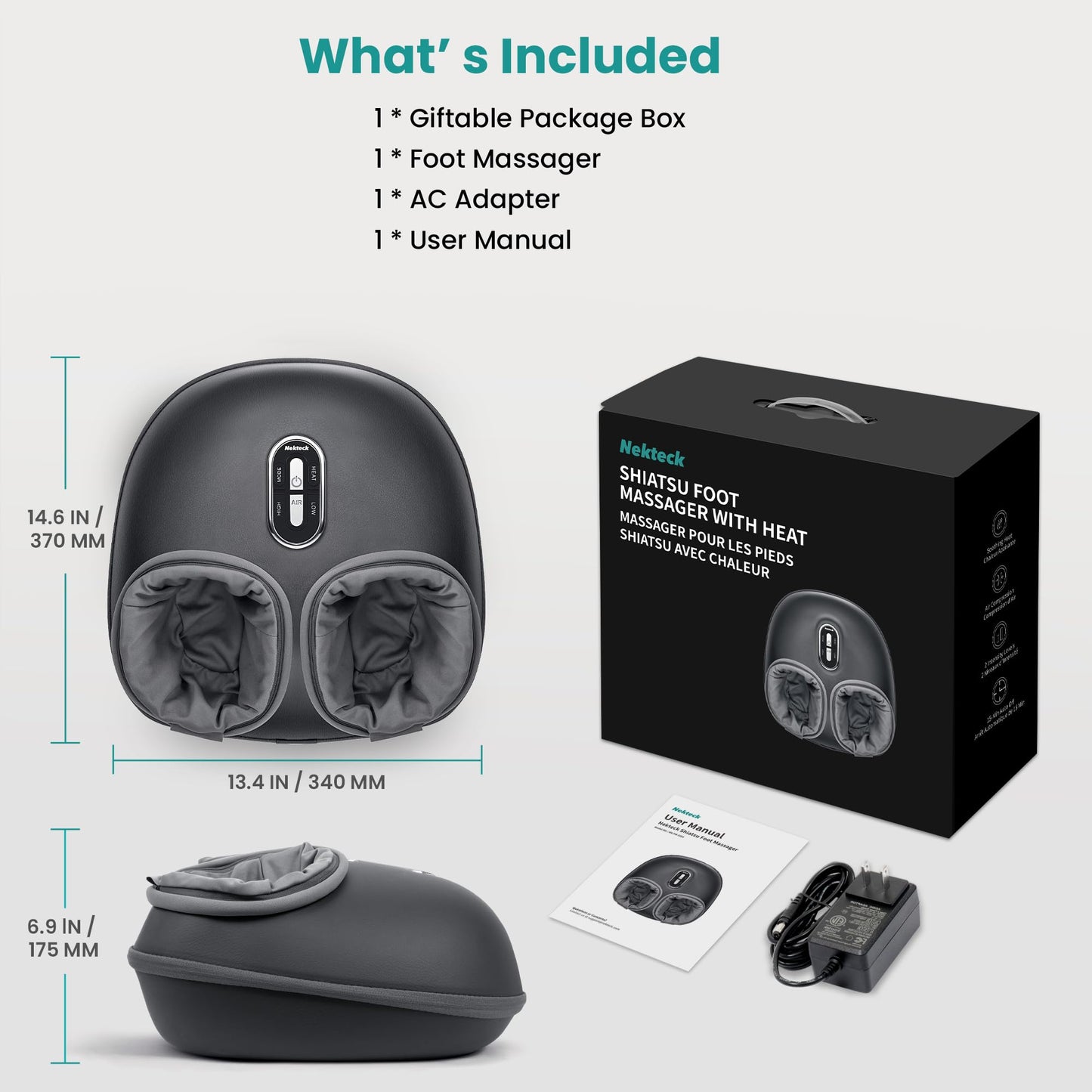 Shiatsu Deep Kneading Foot Massager w/ Heat