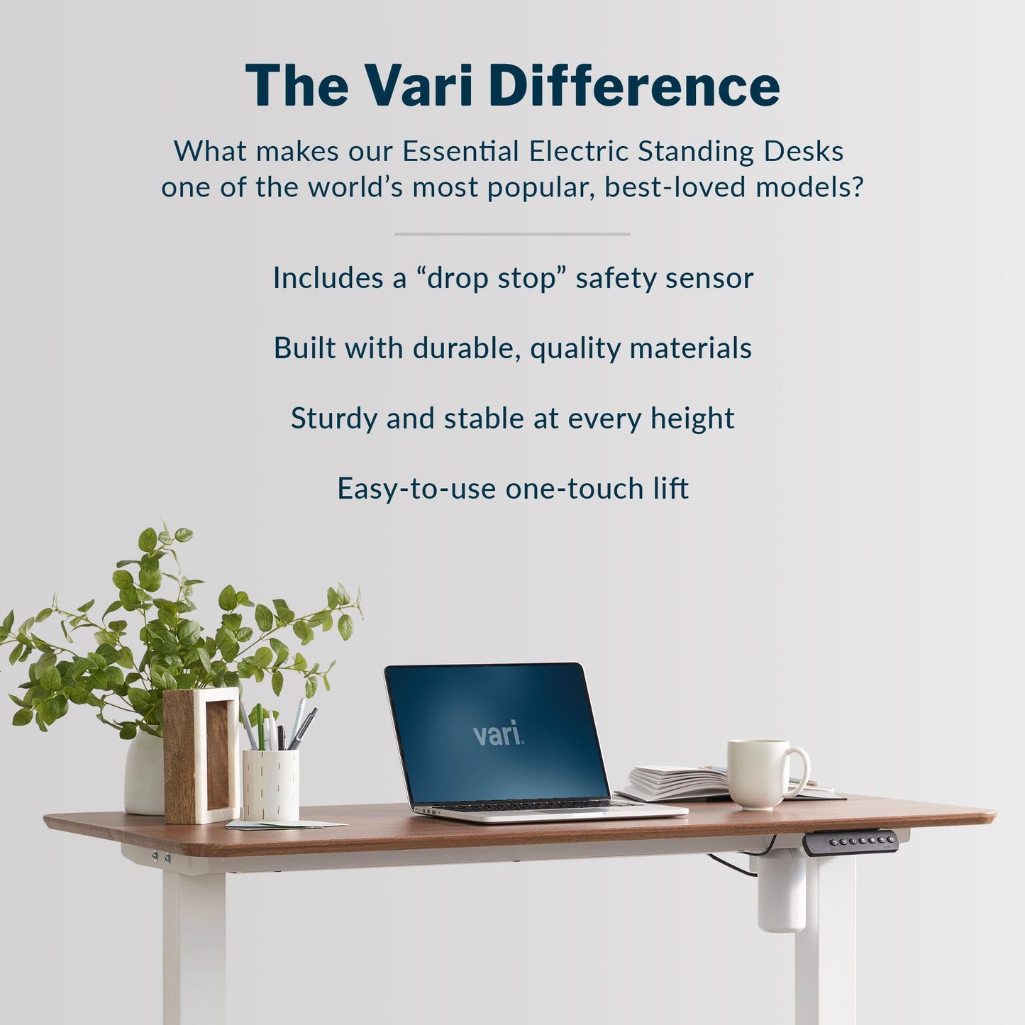 Vari Essential Electric Standing Desk for Home Office – 48x24 Sit-Stand VariDesk