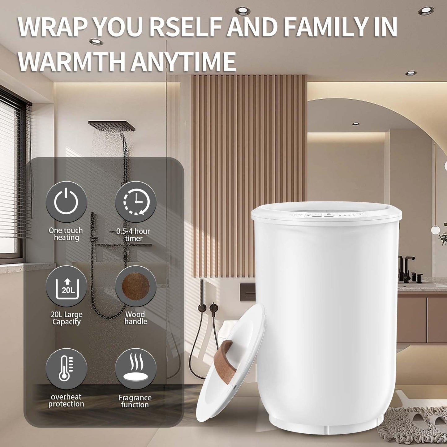 Large Towel Warmer for Bathroom - Heated Towel Warmers Bucket