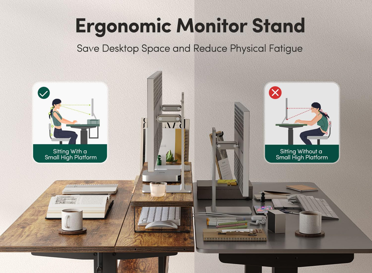 55" Electric Standing Desk with Shelves, 55 x 24 Inch with Monitor Stand and Storage