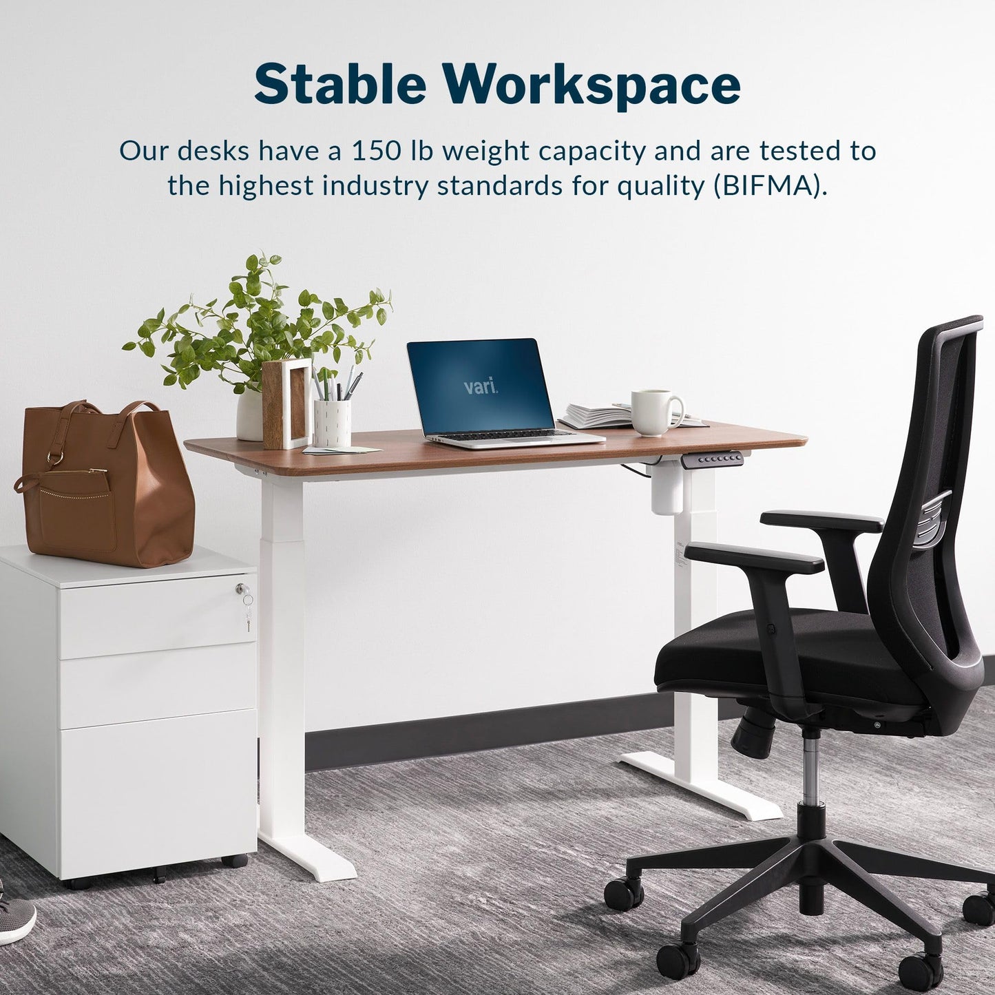 Vari Essential Electric Standing Desk for Home Office – 48x24 Sit-Stand VariDesk