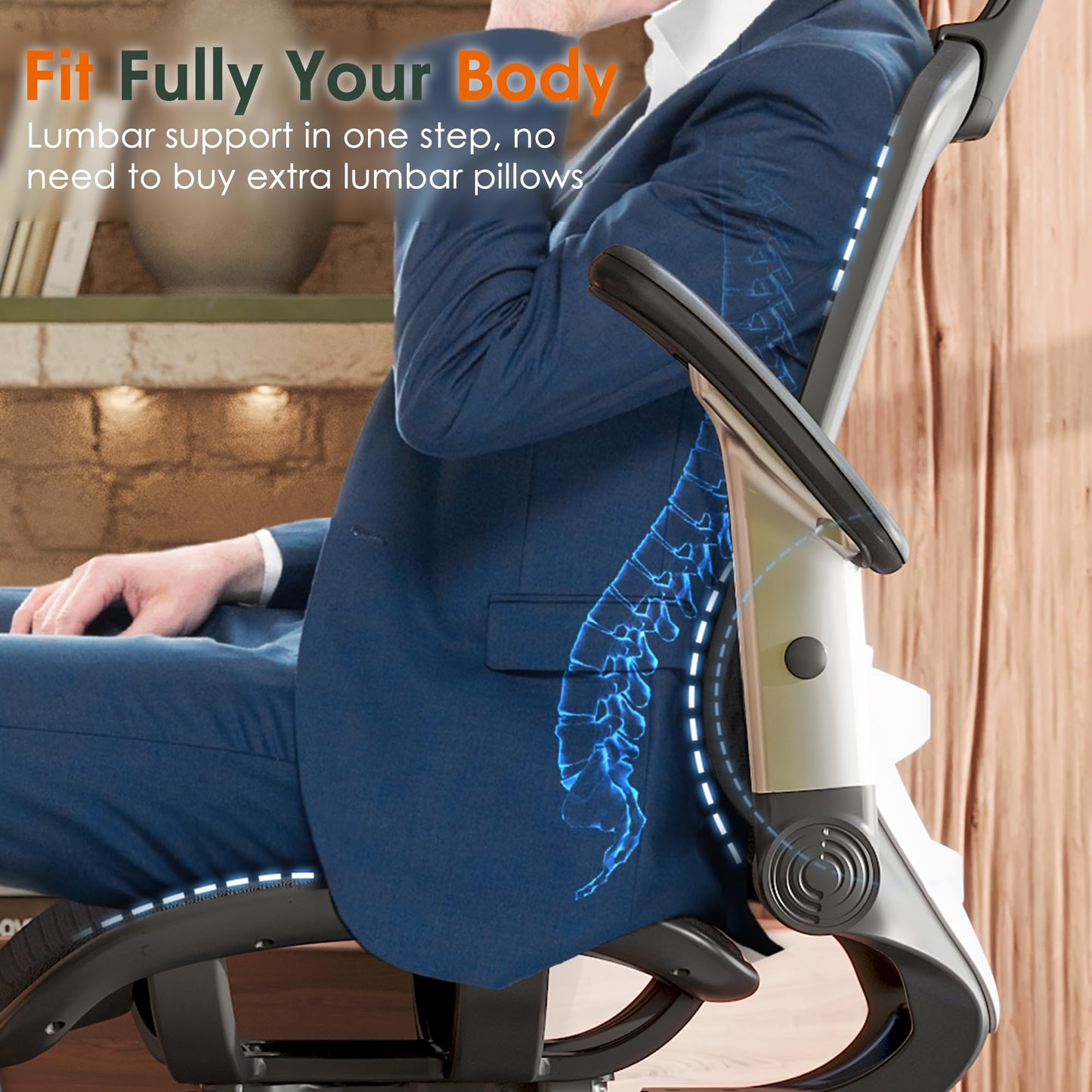 GABRYLLY Ergonomic Mesh Office Chair (High Back, Flip-Up Arms)