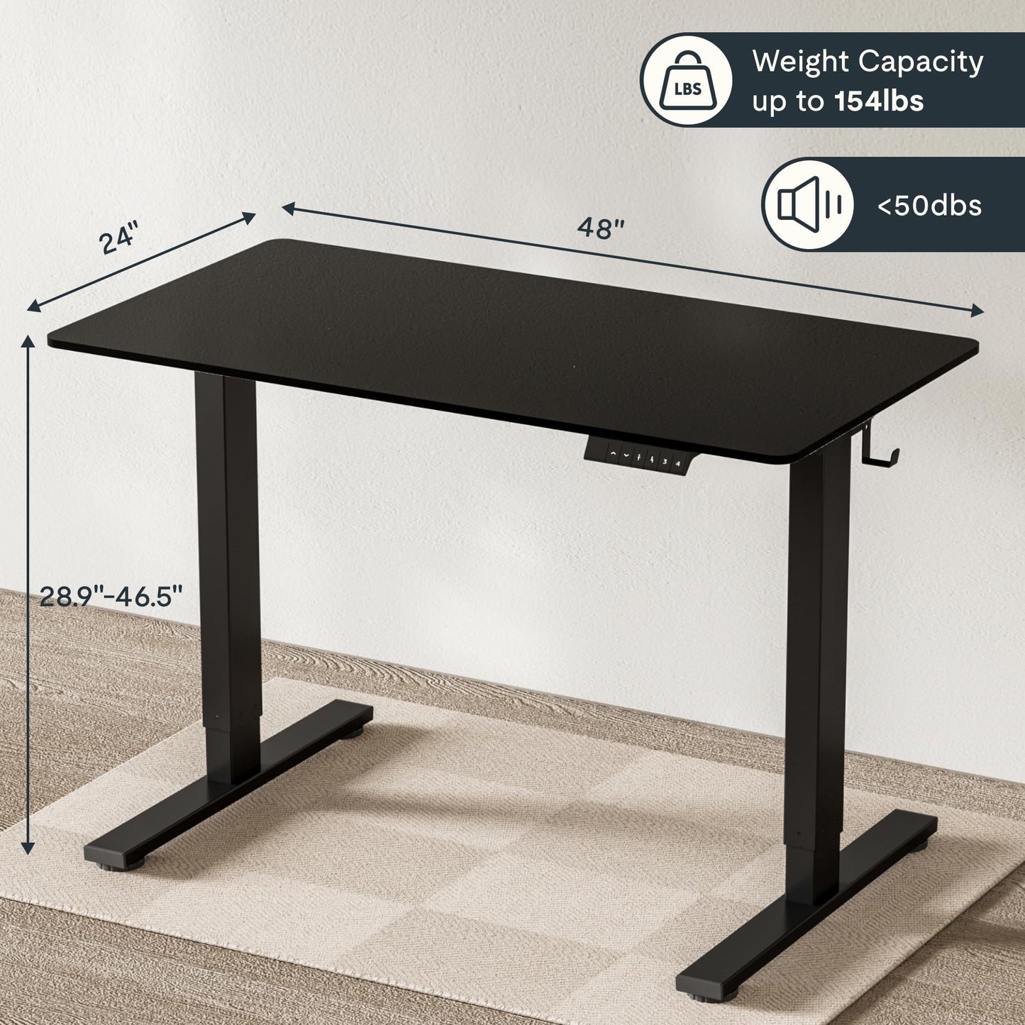 Electric Adjustable Standing Desk 48 x 24