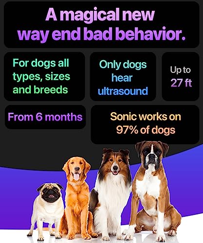 2024release Dog Bark Deterrent Device Stops Bad Behavior | No need yell or swat, Just point to a dog (own or neighbor's) Hit the button | Long-range ultrasonic, Alternative to painful dog shock collar